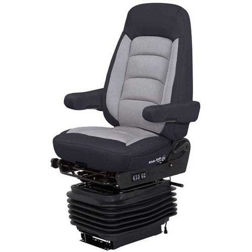 Bostrom Wide Ride +Serta Hipro Suspension High Back Seat With Armrests - Black/Gray Titan Cloth