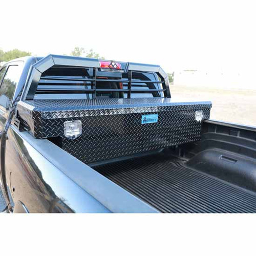 Merrit Aluminum Diamond Plate Standard Crossbody Box, 14 X 20 X 60, Single Door, Gloss Black, For Mid Size Truck