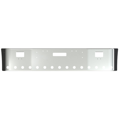 16 Inch Stainless Steel Wrap Around Bumper W/ Tow, 15 - 2 Inch, Fog Light Holes For Freightliner FLD112, FLD120