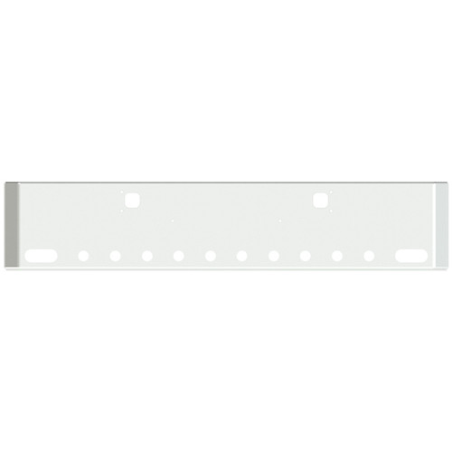 22 Inch Chrome American Road Runner Mitered Corner Bumper With Tow, 2 Oval And 10 Rnd 2 Inch Light Holes For Kenworth W900B, W900L
