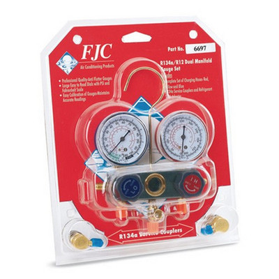 FJC R134a/R12/R22 Dual Gauge Set Aluminum Manifold (6697)