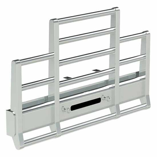 Defender Grille Guard W/ Horizontal Tubes, 6 Inch Oval 45 Degree Lights & Standard Rake By Herd For Freightliner Classic 120, 132, FLD120