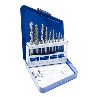 Irwin 10-Piece Spiral Extractor & Drill Bit Set in Metal Index (11119)