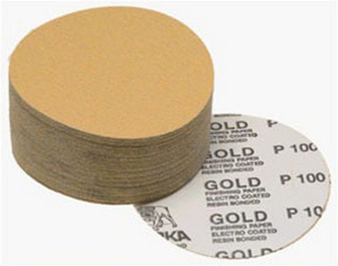 Mirka Abrasives 23-379-180 Gold 6" PSA Autobox Discs, 100/Box, 180-Grit