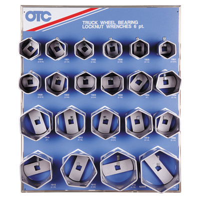 OTC 6-pt Wheel Bearing Locknut Sockets w/ Tool Board (9850)
