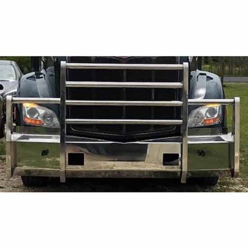 2 Inch Aluminum Truck Defender Standard Grille Guard With Pipes And Marker Light Bar For Peterbilt 579