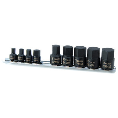 Titan Tools Stubby Metric Hex Bit Socket Set 3/8" Drive 9-Piece (16141)