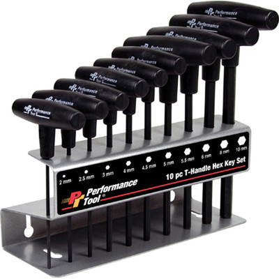 Performance Tool W80275 10 Pc MM T-Handle Hex Key Set