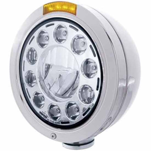 Stainless Steel Bullet Headlight With 11 High Power Diode Led, 4 Diode Turn Signal Light