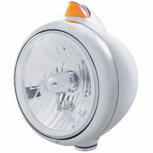 Chrome Guide 682-C Headlight With Crystal H4 Halogen Bulb, 5 Diode Original Style Signal Light