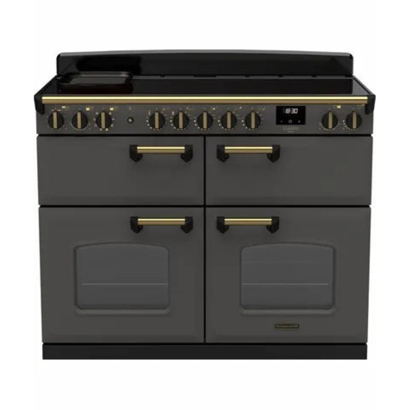 Rangemaster Classic Deluxe Bc 110 Induction Slate with Antique Brass trim | CLDLB110EIPSLT/AB1